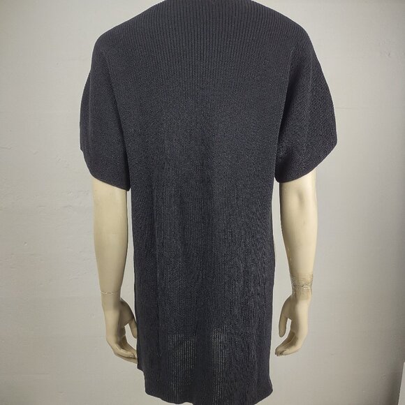 Eileen Fisher black heavyweight cotton blend side gap sweater ladies womens XS - Picture 5 of 8